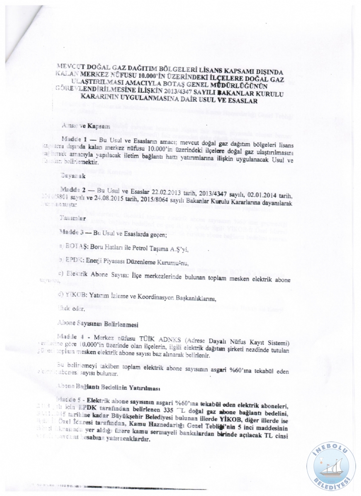 BELEDYE BAKANIMIZDAN NEBOLU'YA DOALGAZ MJDES