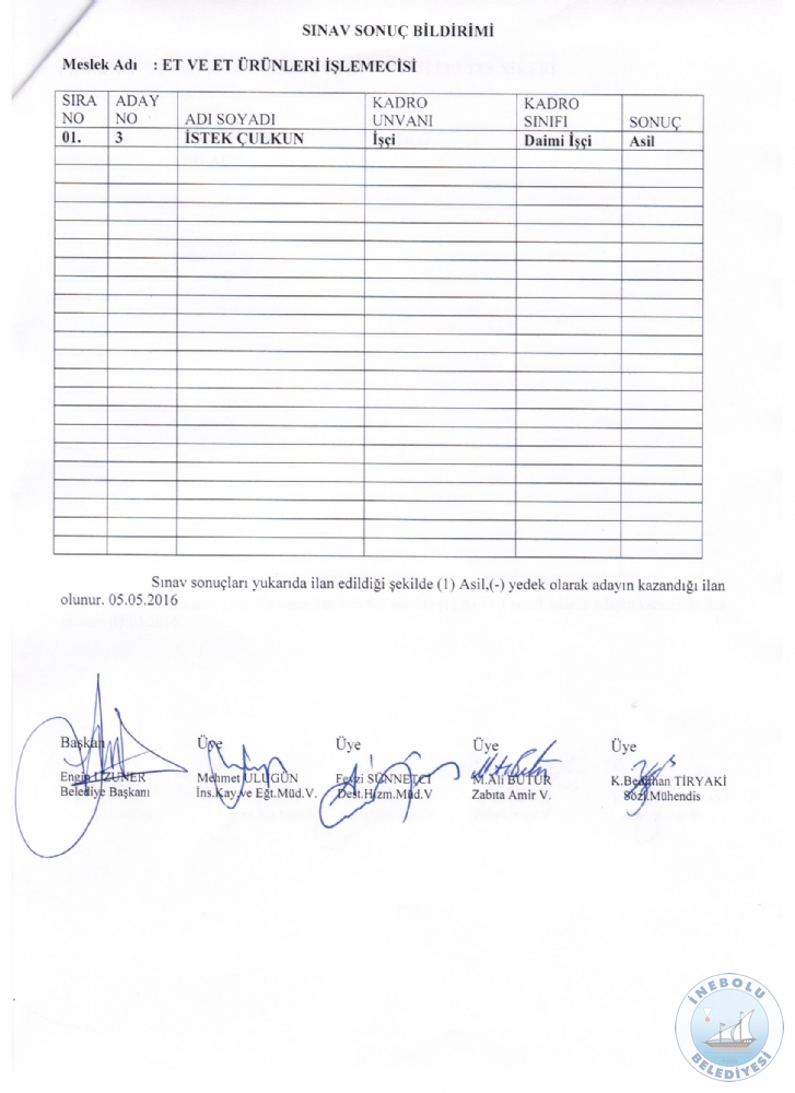 BELEDYEMZ DAM  SINAV SONU BLDRM