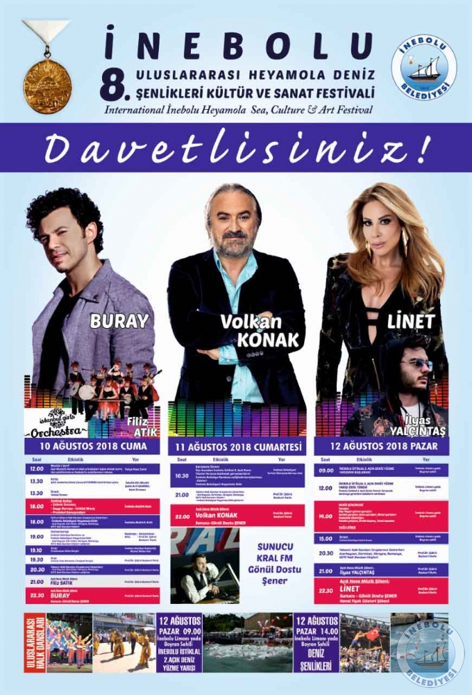 8.ULUSLARARASI NEBOLU HEYAMOLA DENZ ENLKLER KLTR VE SANAT FESTVAL PROGRAMI