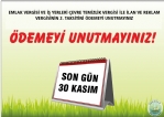 Emlak Vergisi Ve  Yerleri evre Temizlik Vergisi le lan Ve Reklam Vergisinin 2. Taksitini demeyi Unutmaynz