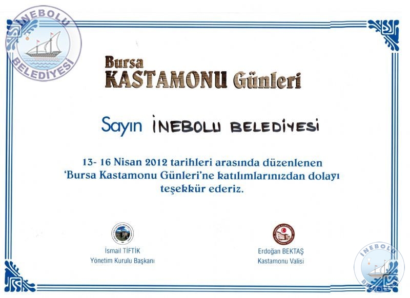 Bursa Kasderden Belediyemize Teekkr !