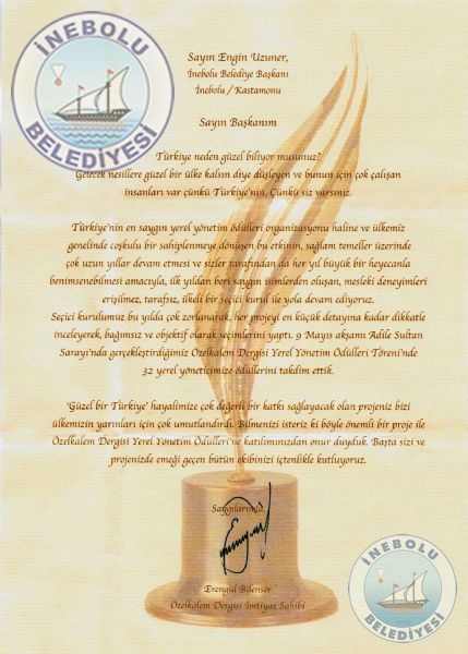 zel Kalem Dergisinden Bakanmz Engin Uzunere Kutlama Yazs