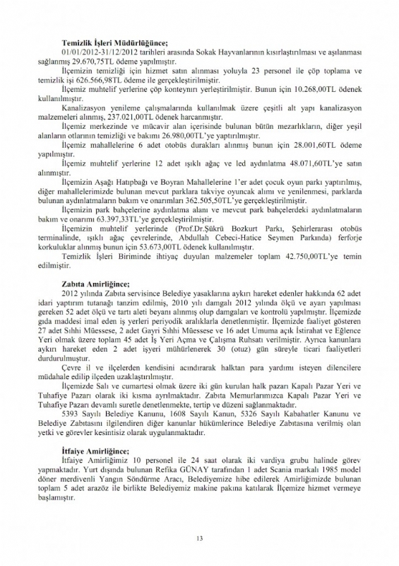 2012 Yl dare Faaliyet Raporu