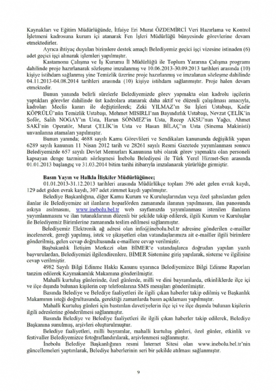 2013 Yl dare Faaliyet Raporu
